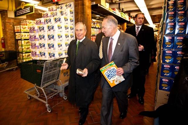 Mayor Bloomberg and Senator Schumer didn't buy any toilet paper when Fairway reopened earlier this year